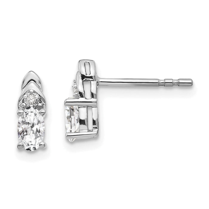 14k White Gold White Topaz and Diamond Post Earrings-XBS236