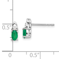 14k White Gold Emerald and Diamond Post Earrings-XBS237