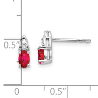 14k White Gold Ruby and Diamond Post Earrings-XBS239