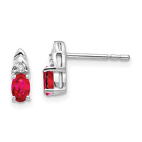 14k White Gold Ruby and Diamond Post Earrings-XBS239