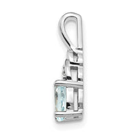14k White Gold Aquamarine and Diamond Pendant-XBS240