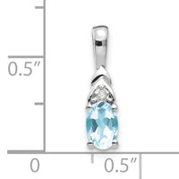 14k White Gold Aquamarine and Diamond Pendant-XBS240