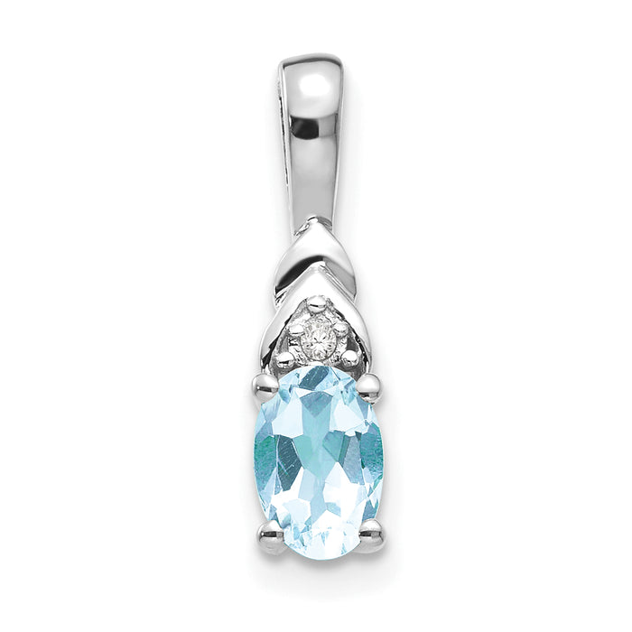 14k White Gold Aquamarine and Diamond Pendant-XBS240