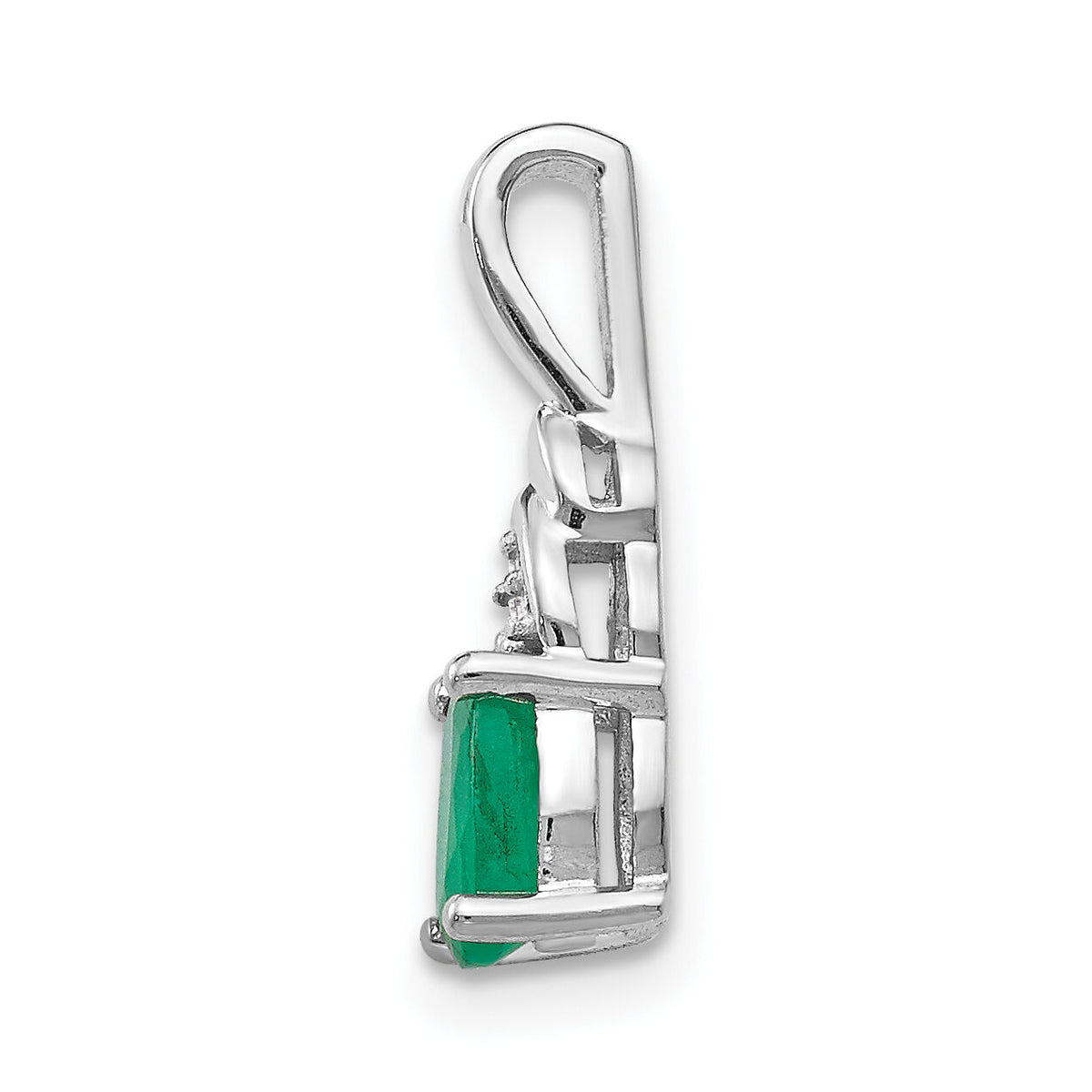 14k White Gold Emerald and Diamond Pendant-XBS242