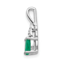 14k White Gold Emerald and Diamond Pendant-XBS242