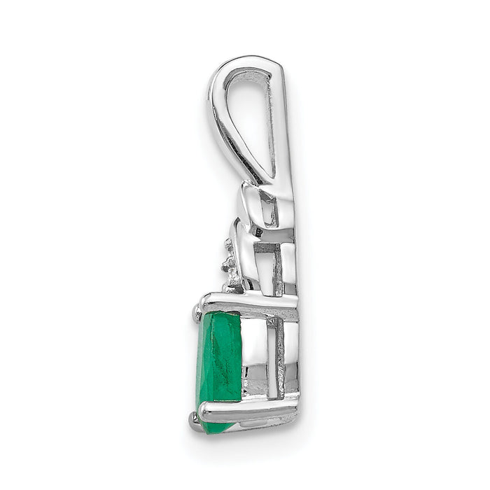 14k White Gold Emerald and Diamond Pendant-XBS242