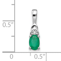 14k White Gold Emerald and Diamond Pendant-XBS242