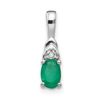 14k White Gold Emerald and Diamond Pendant-XBS242