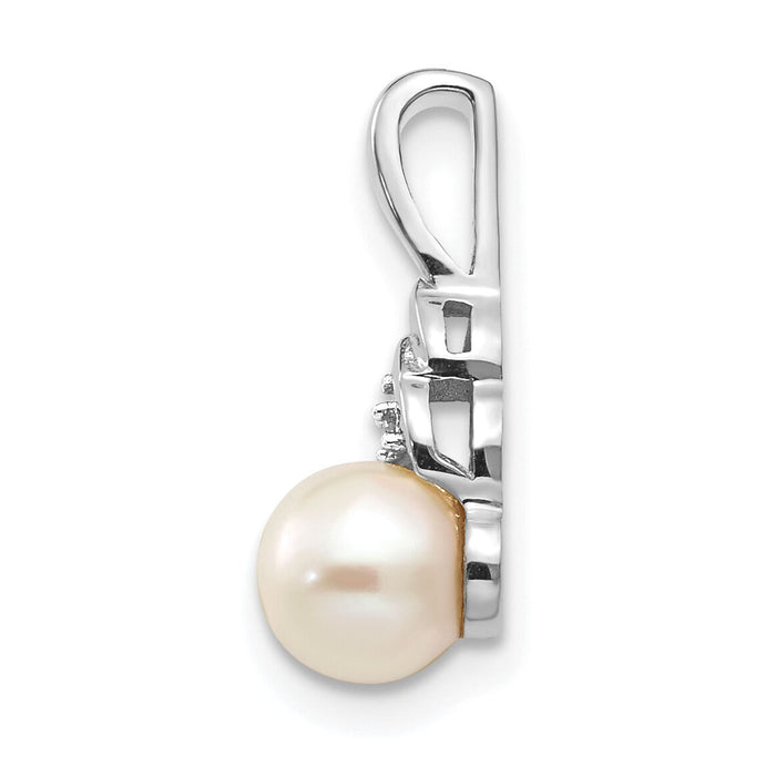 14k White Gold FW Cultured Pearl and Diamond Pendant-XBS243