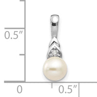14k White Gold FW Cultured Pearl and Diamond Pendant-XBS243