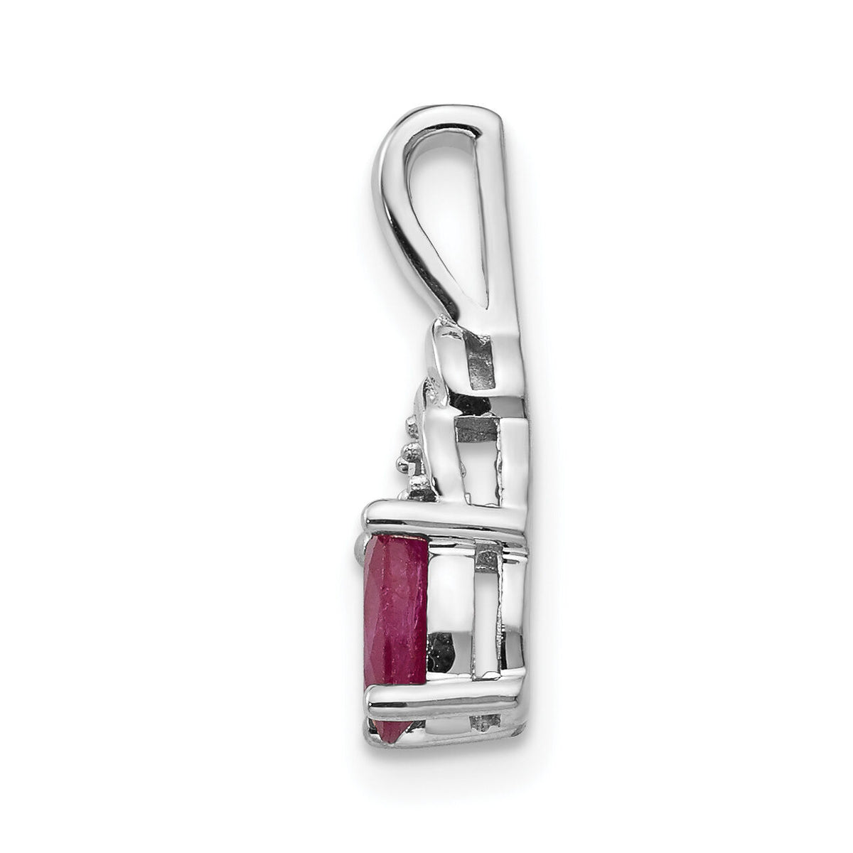 14k White Gold Ruby and Diamond Pendant-XBS244