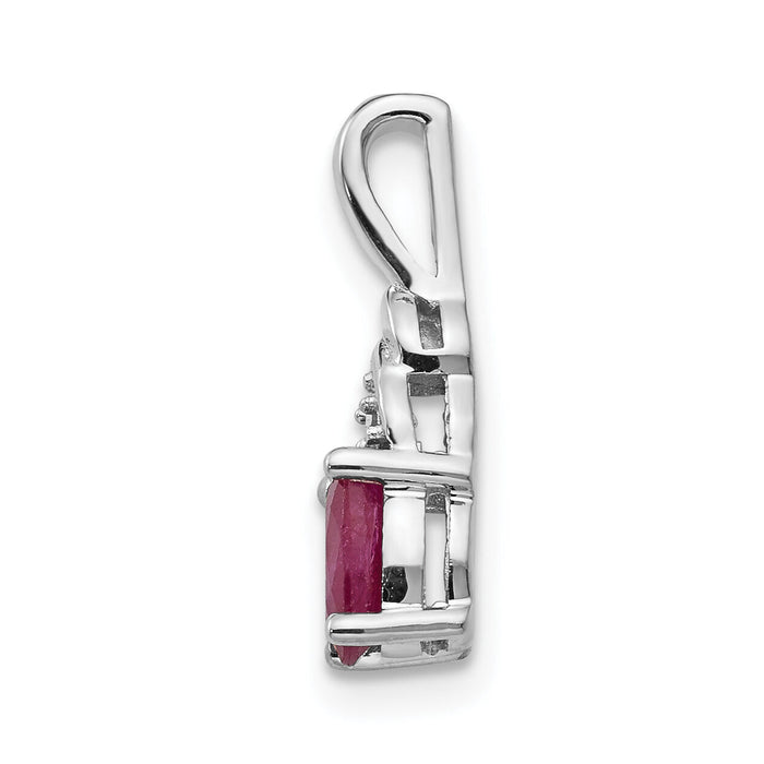 14k White Gold Ruby and Diamond Pendant-XBS244