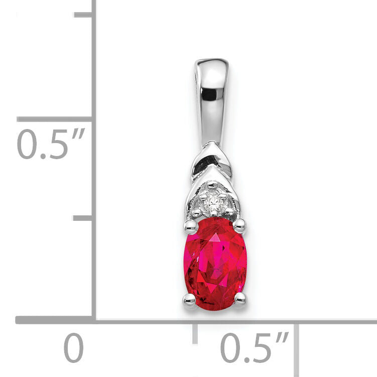 14k White Gold Ruby and Diamond Pendant-XBS244