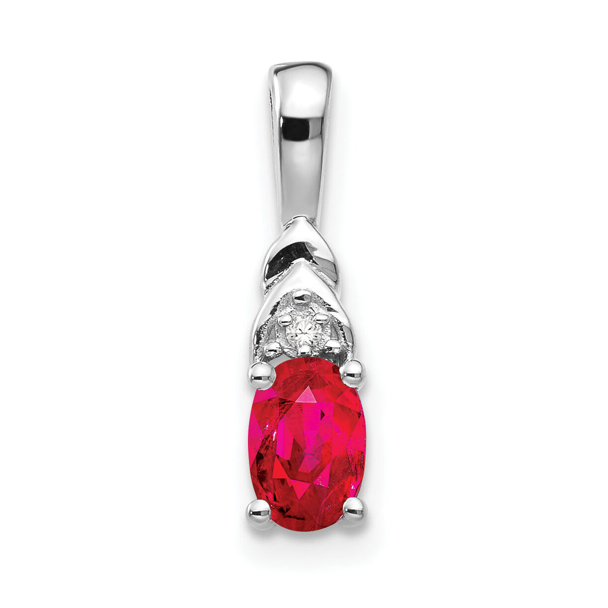 14k White Gold Ruby and Diamond Pendant-XBS244