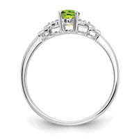 14k White Gold Peridot and Diamond Ring-XBS245