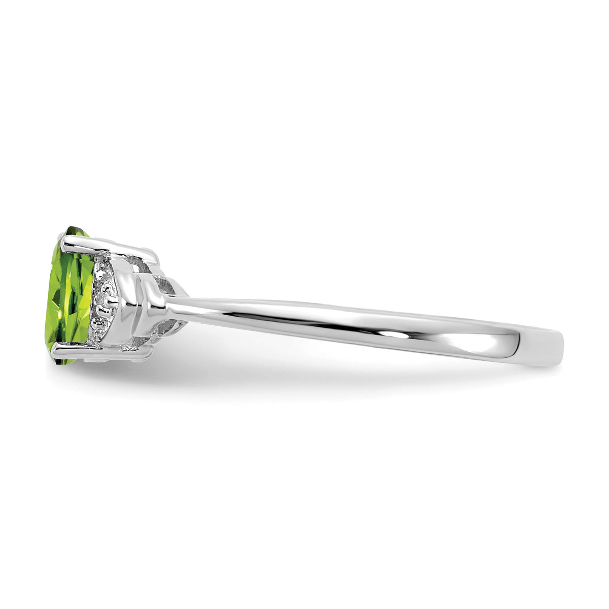 14k White Gold Peridot and Diamond Ring-XBS245