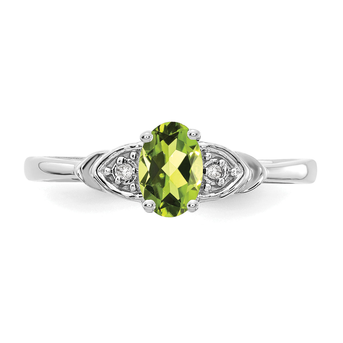 14k White Gold Peridot and Diamond Ring-XBS245