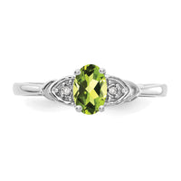 14k White Gold Peridot and Diamond Ring-XBS245