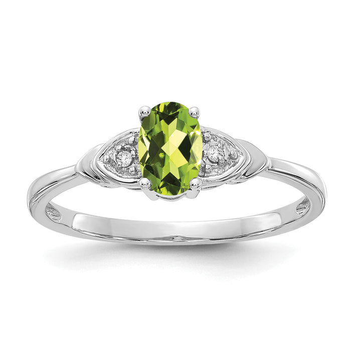14k White Gold Peridot and Diamond Ring-XBS245