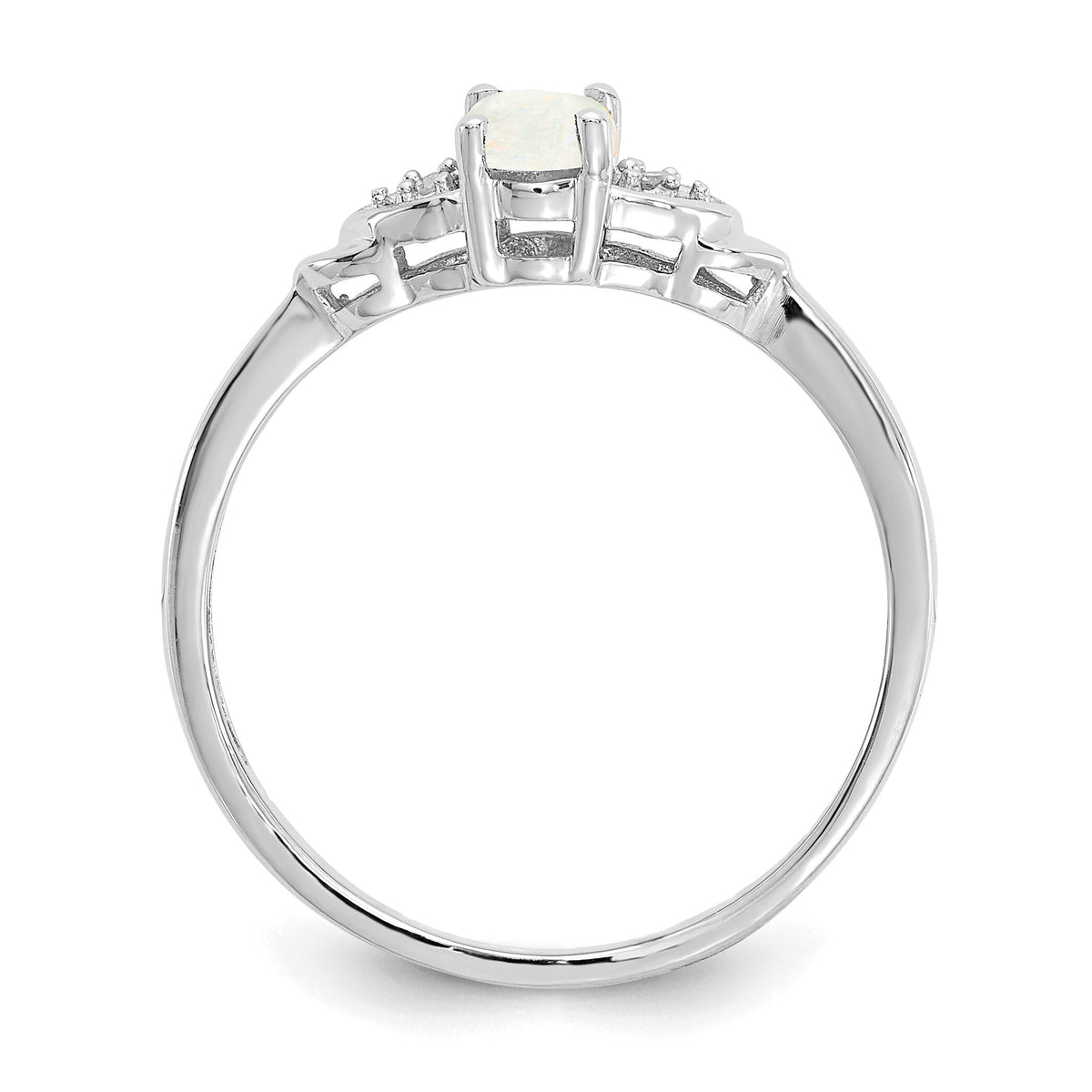 14k White Gold Opal and Diamond Ring-XBS247