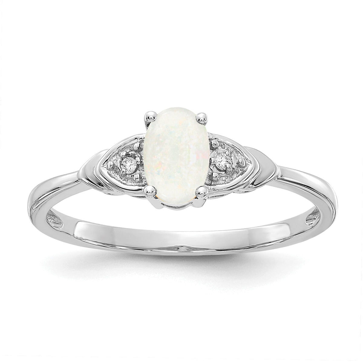 14k White Gold Opal and Diamond Ring-XBS247