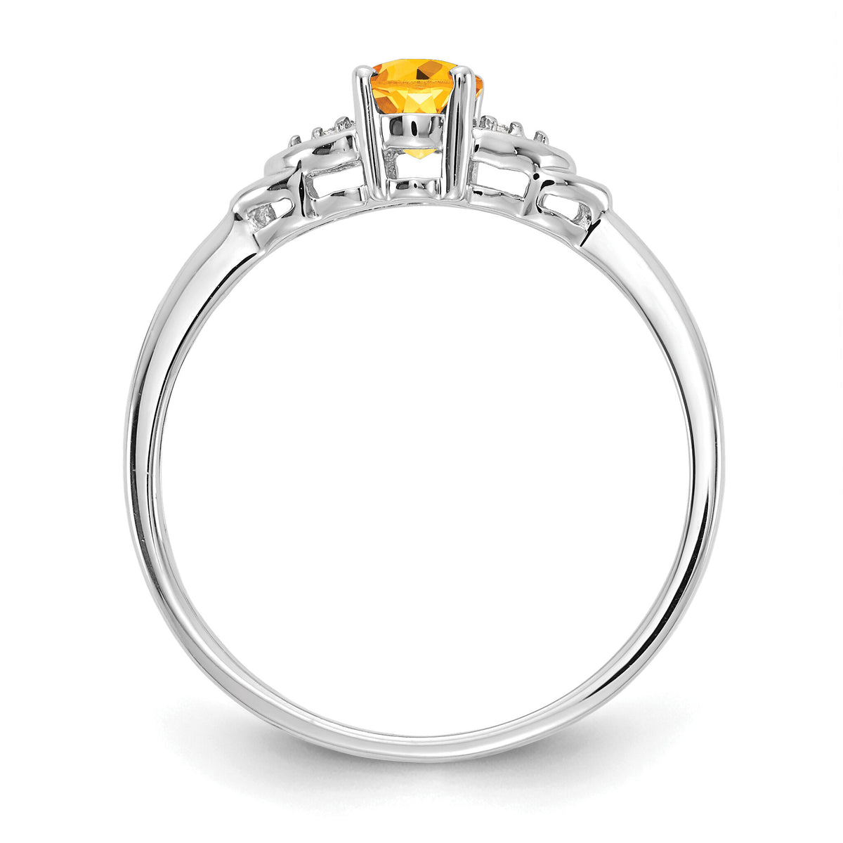 14k White Gold Citrine and Diamond Ring-XBS248