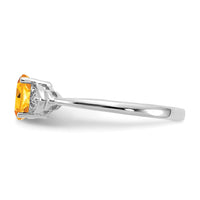 14k White Gold Citrine and Diamond Ring-XBS248