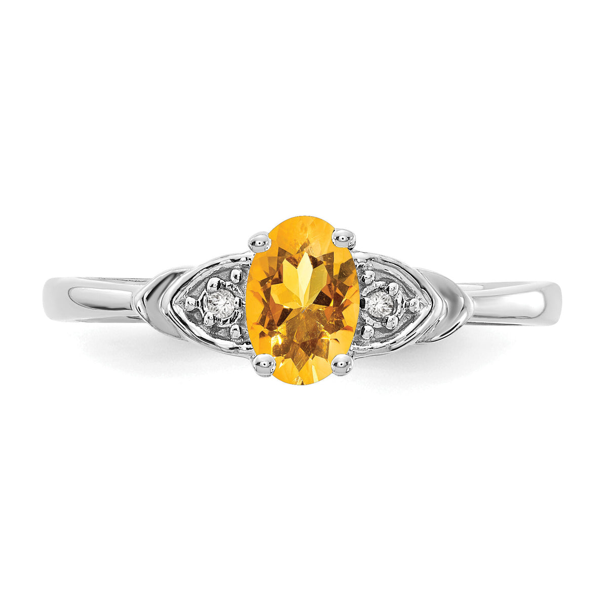 14k White Gold Citrine and Diamond Ring-XBS248