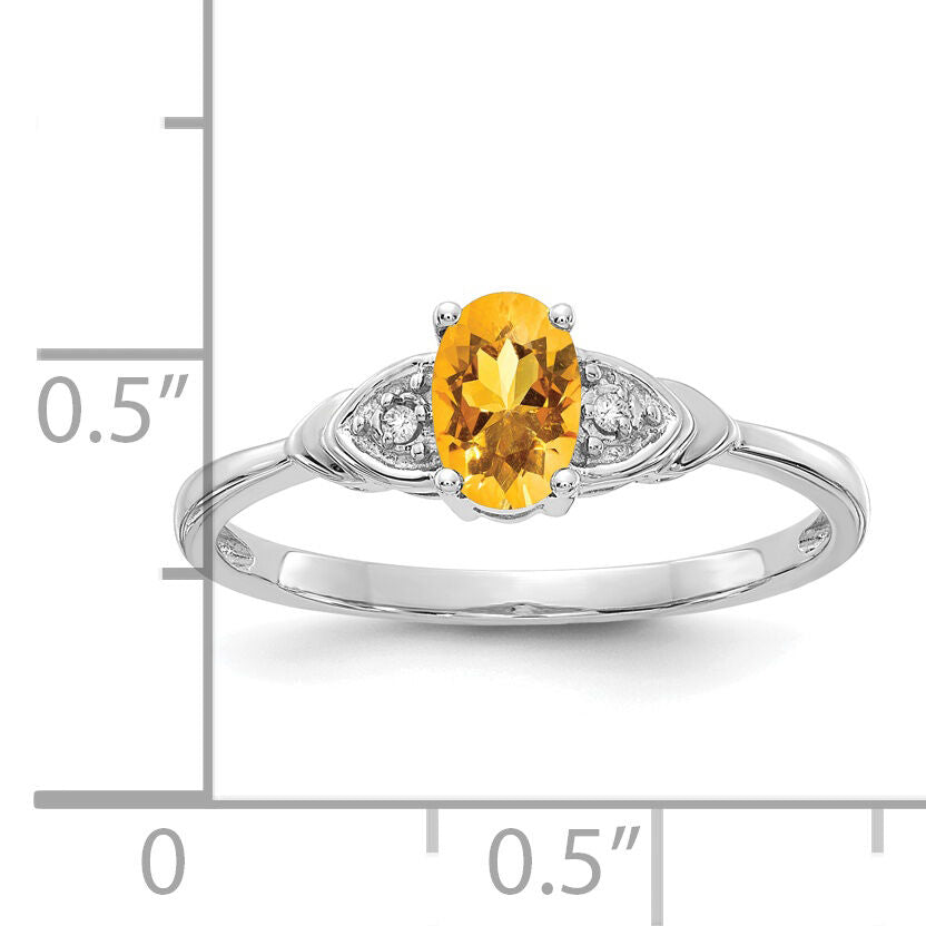 14k White Gold Citrine and Diamond Ring-XBS248