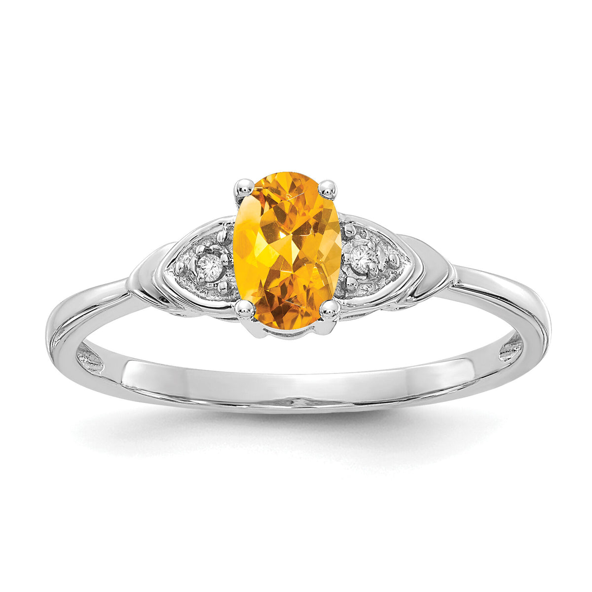 14k White Gold Citrine and Diamond Ring-XBS248