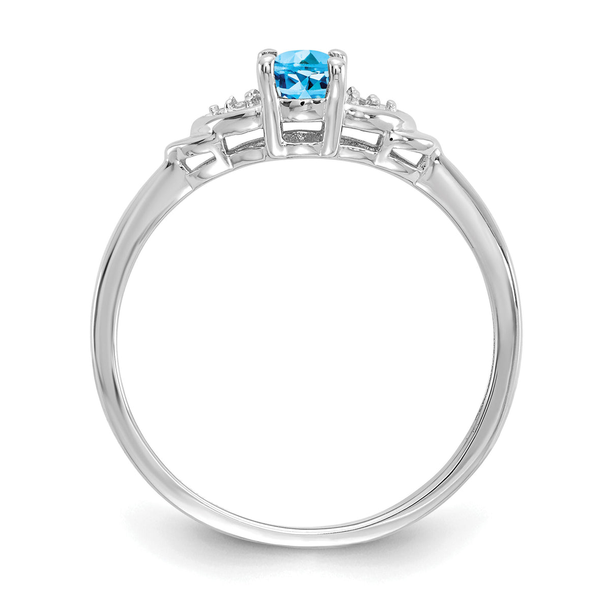 14k White Gold Blue Topaz and Diamond Ring-XBS249