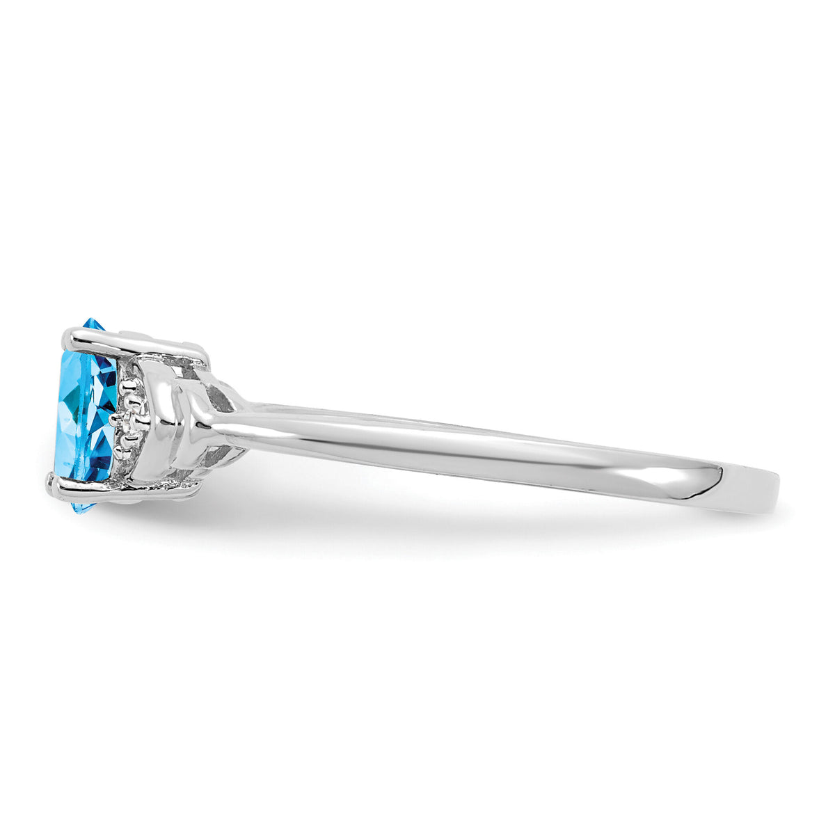 14k White Gold Blue Topaz and Diamond Ring-XBS249