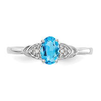 14k White Gold Blue Topaz and Diamond Ring-XBS249