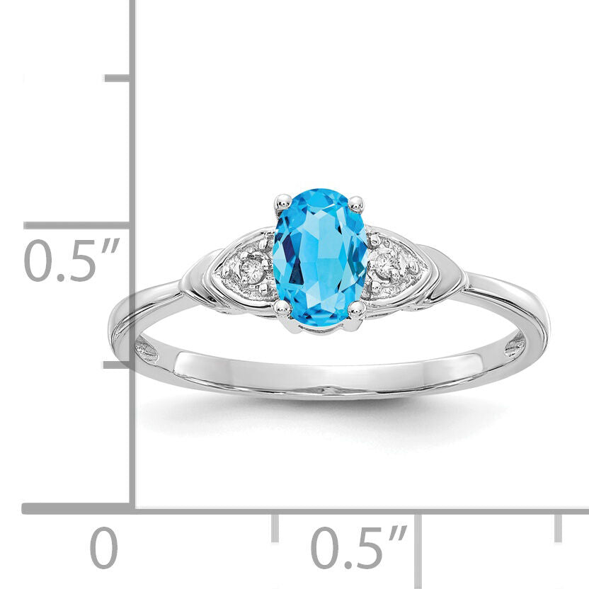 14k White Gold Blue Topaz and Diamond Ring-XBS249