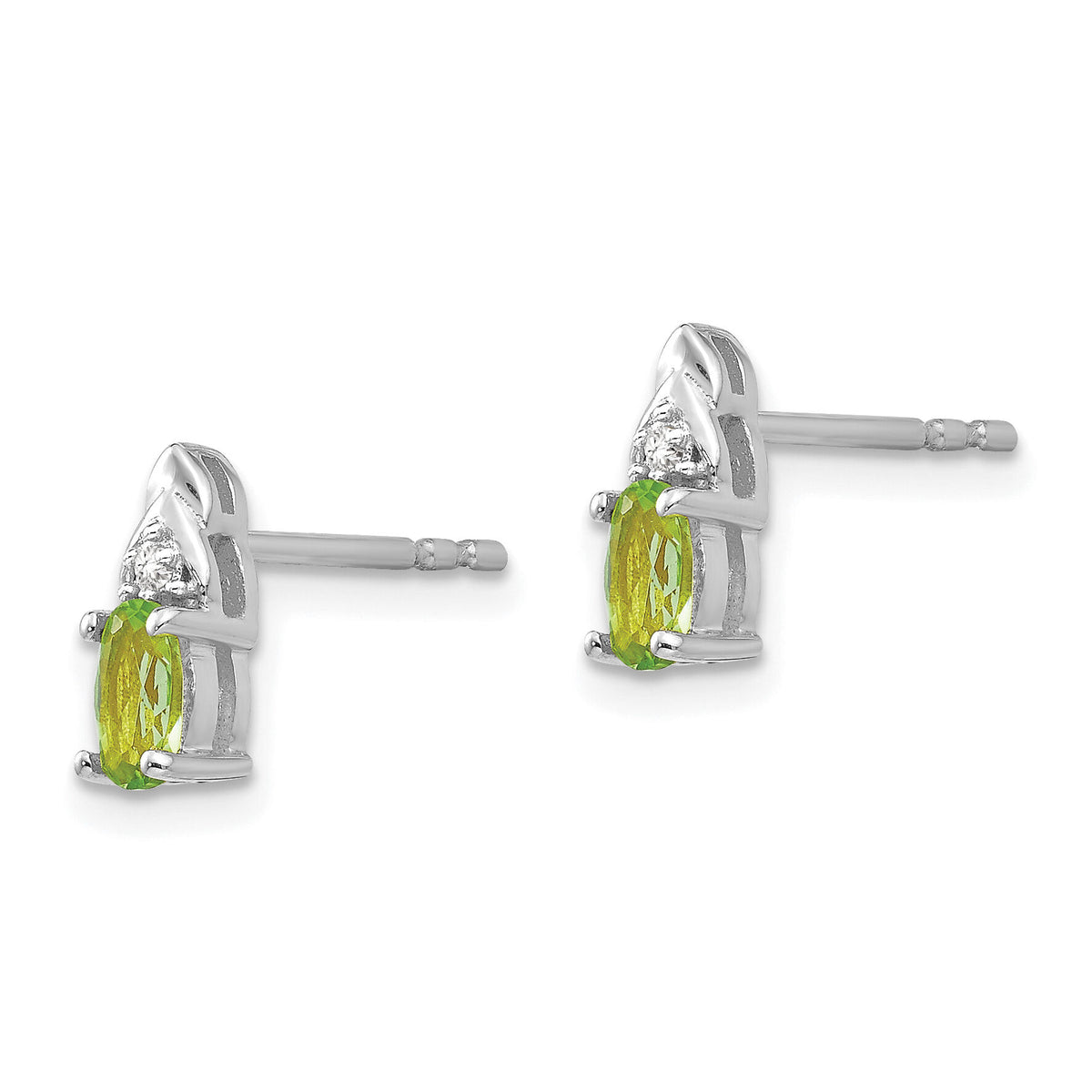 14k White Gold Peridot and Diamond Post Earrings-XBS250