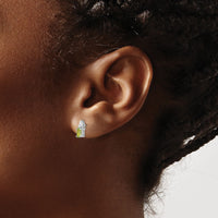14k White Gold Peridot and Diamond Post Earrings-XBS250