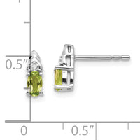 14k White Gold Peridot and Diamond Post Earrings-XBS250