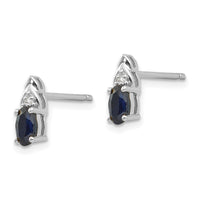 14k White Gold Sapphire and Diamond Post Earrings-XBS251