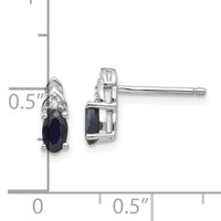 14k White Gold Sapphire and Diamond Post Earrings-XBS251