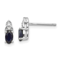 14k White Gold Sapphire and Diamond Post Earrings-XBS251