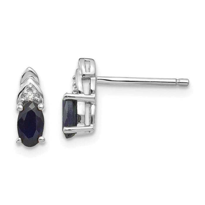 14k White Gold Sapphire and Diamond Post Earrings-XBS251