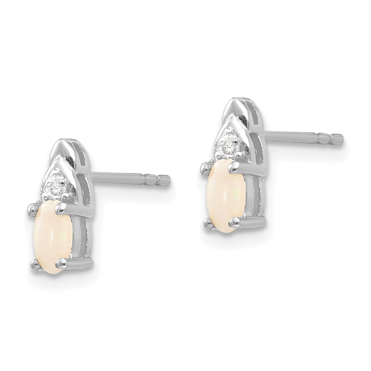 14k White Gold Opal and Diamond Post Earrings-XBS252