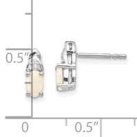14k White Gold Opal and Diamond Post Earrings-XBS252