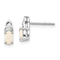 14k White Gold Opal and Diamond Post Earrings-XBS252
