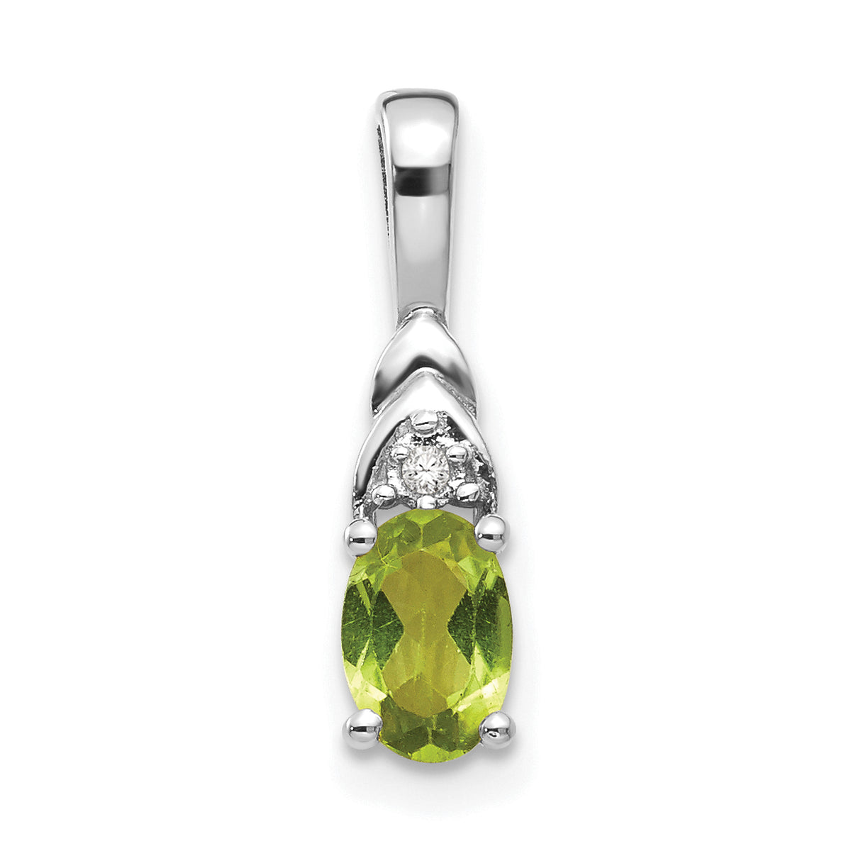 14k White Gold Peridot and Diamond Pendant-XBS255