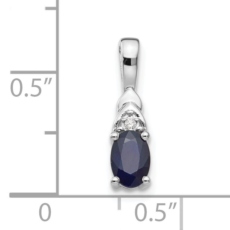 14k White Gold Sapphire and Diamond Pendant-XBS256