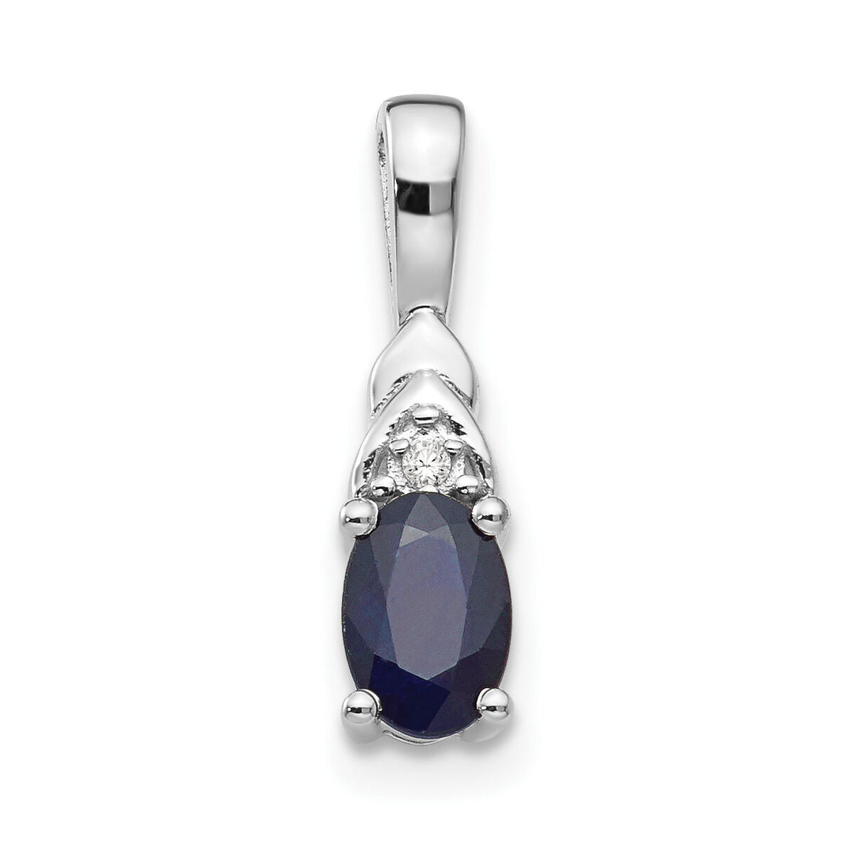 14k White Gold Sapphire and Diamond Pendant-XBS256