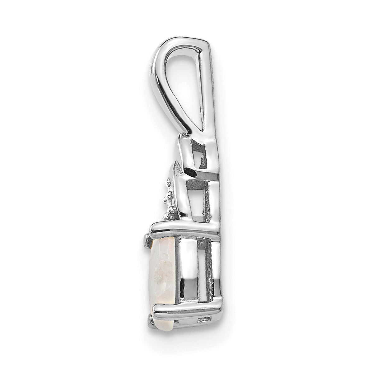 14k White Gold Opal and Diamond Pendant-XBS257