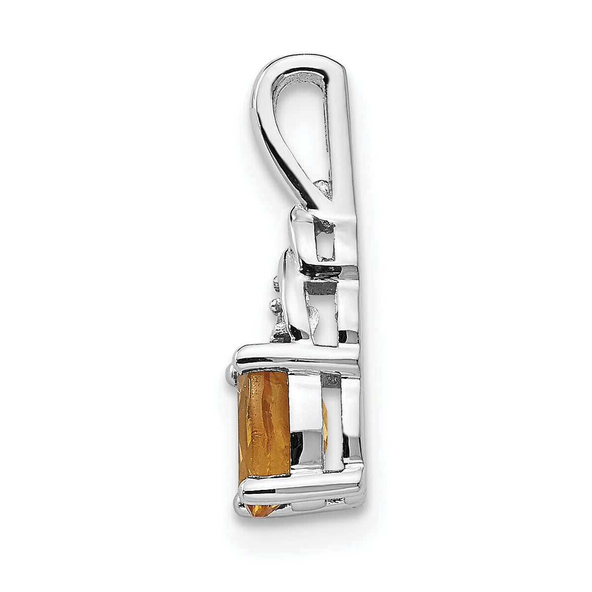 14k White Gold Citrine and Diamond Pendant-XBS258