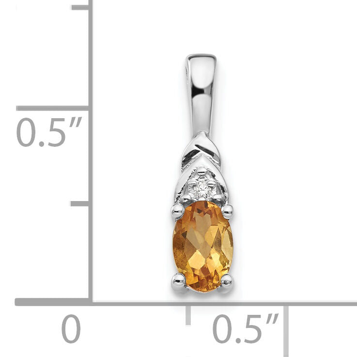 14k White Gold Citrine and Diamond Pendant-XBS258